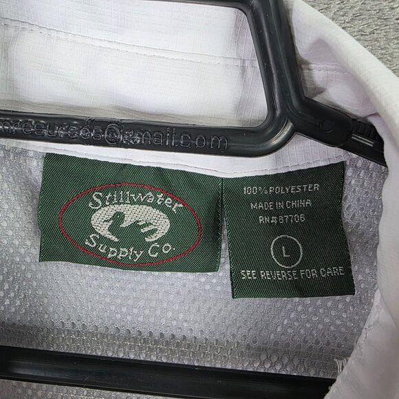 Mens Stillwater Supply Co White Fishing Shirt Vented Short Sleeve Button Up L - Picture 3 of 8